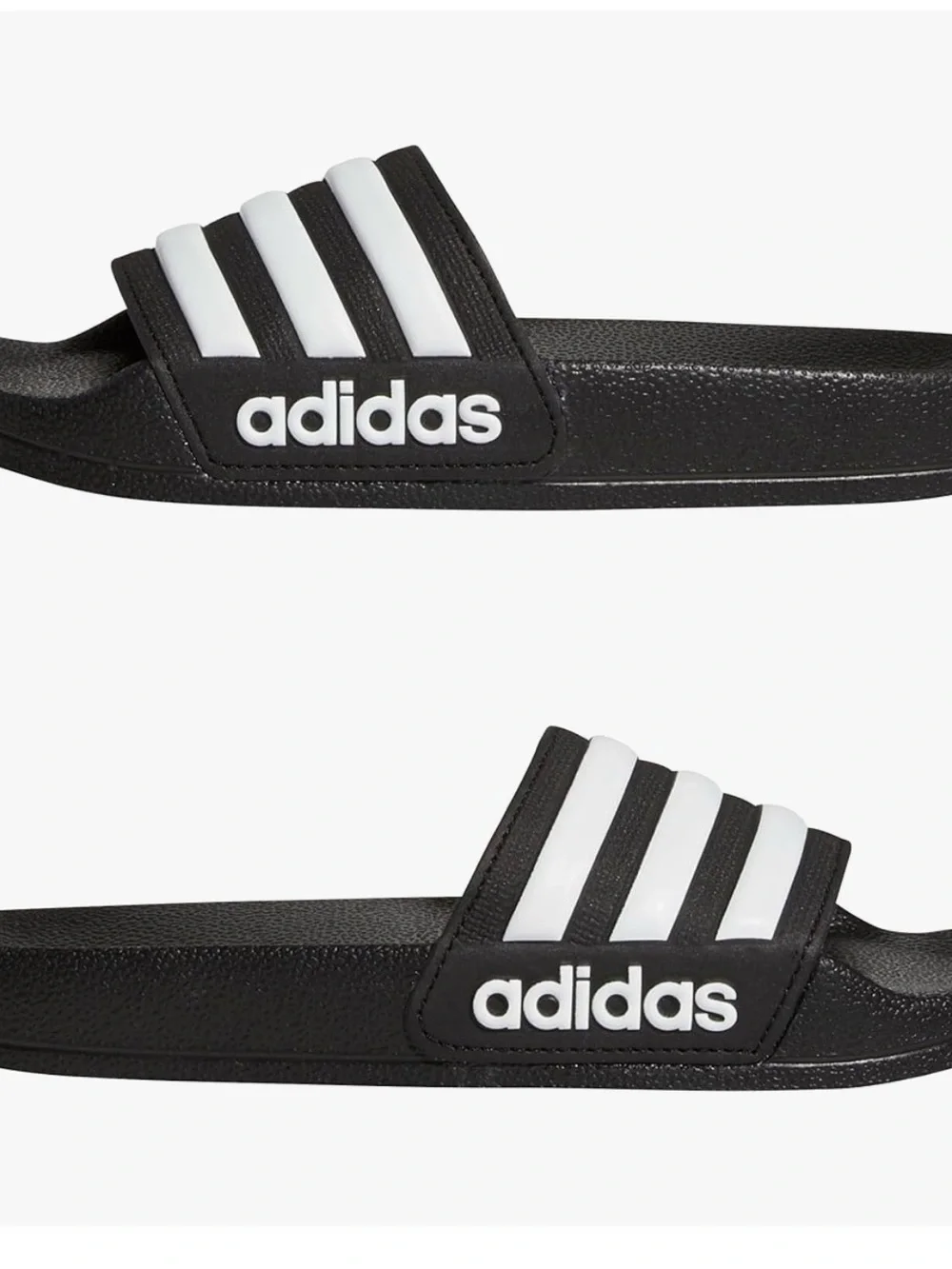 BRAND NEW! Kids adidas Black and White Slide with Three-Stripe Strap - size 2